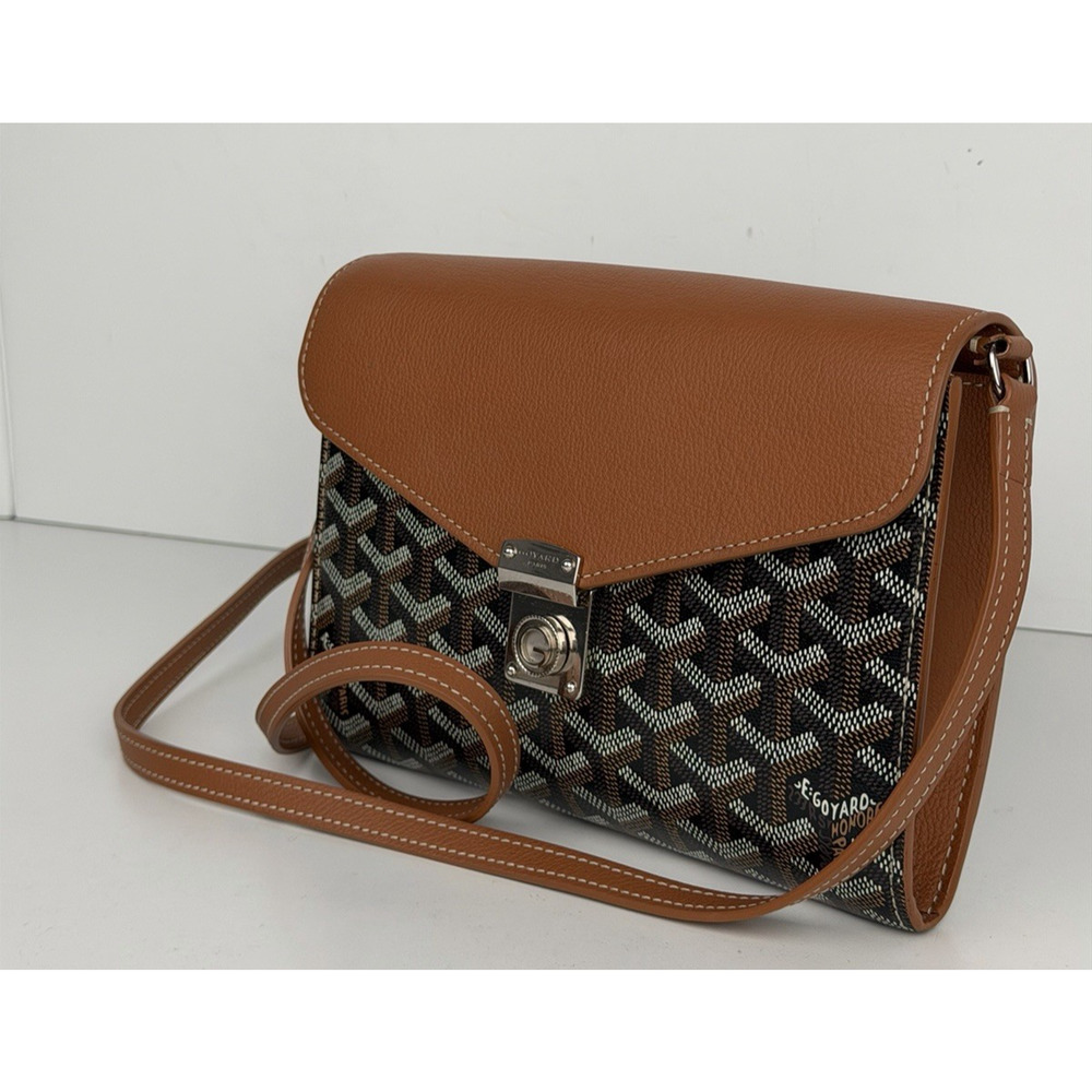 Goyard Goyardine Calfskin Chypre Wallet Pouch in Black and Gold Coated Canvas E1